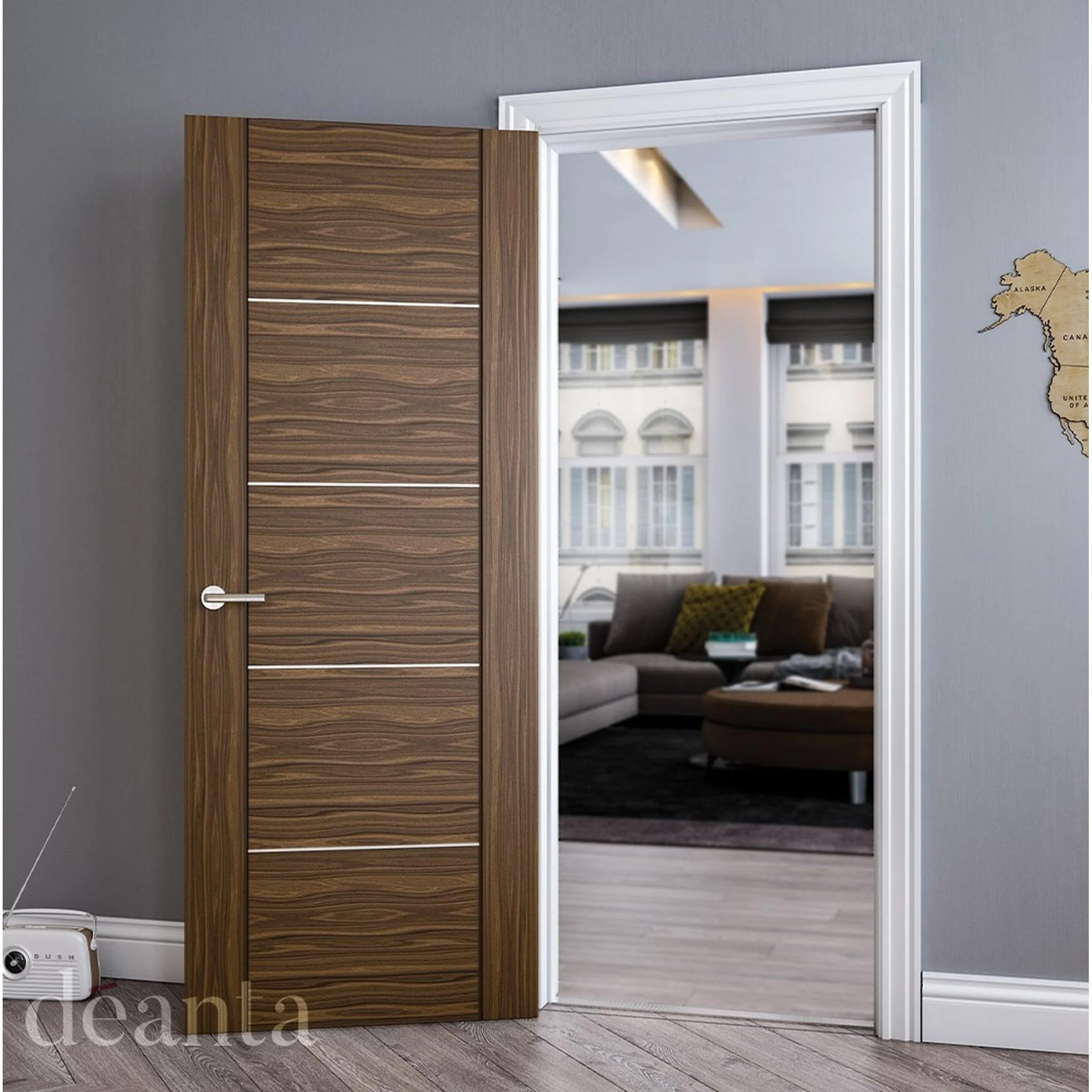 Valencia Prefinished Walnut Fire Door - Image 3
