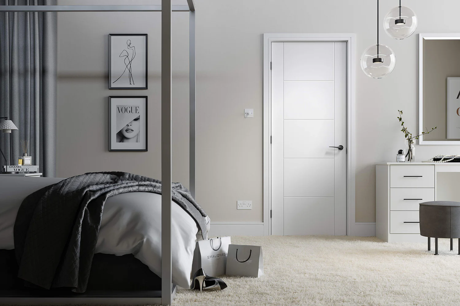 Vancouver 5P White Primed Fire Door - Image 2