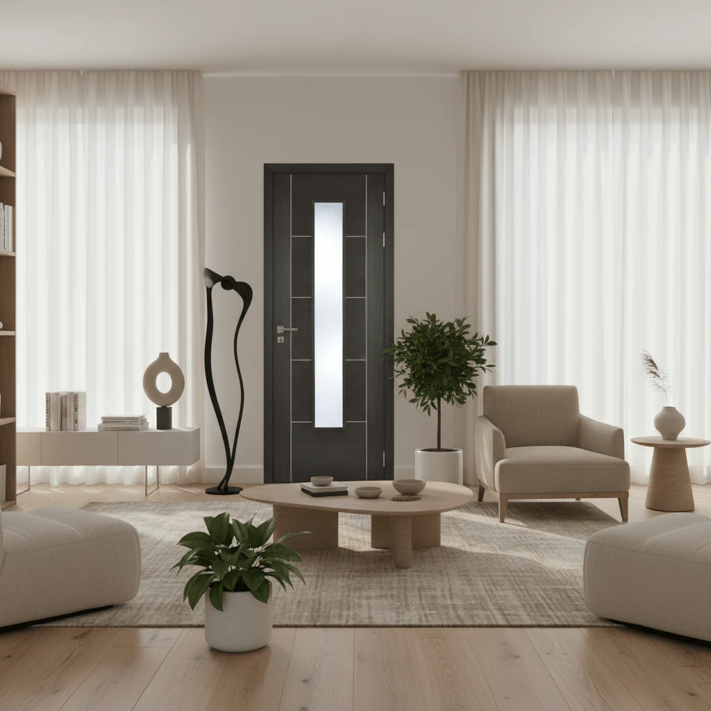 Vancouver Dark Grey Glazed Laminate Door - Image 2