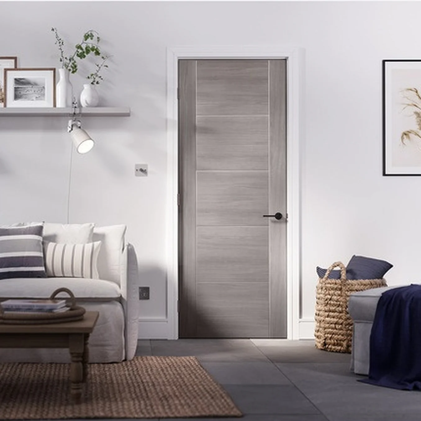 Vancouver Light Grey Laminated FD30 Fire Door - Image 2