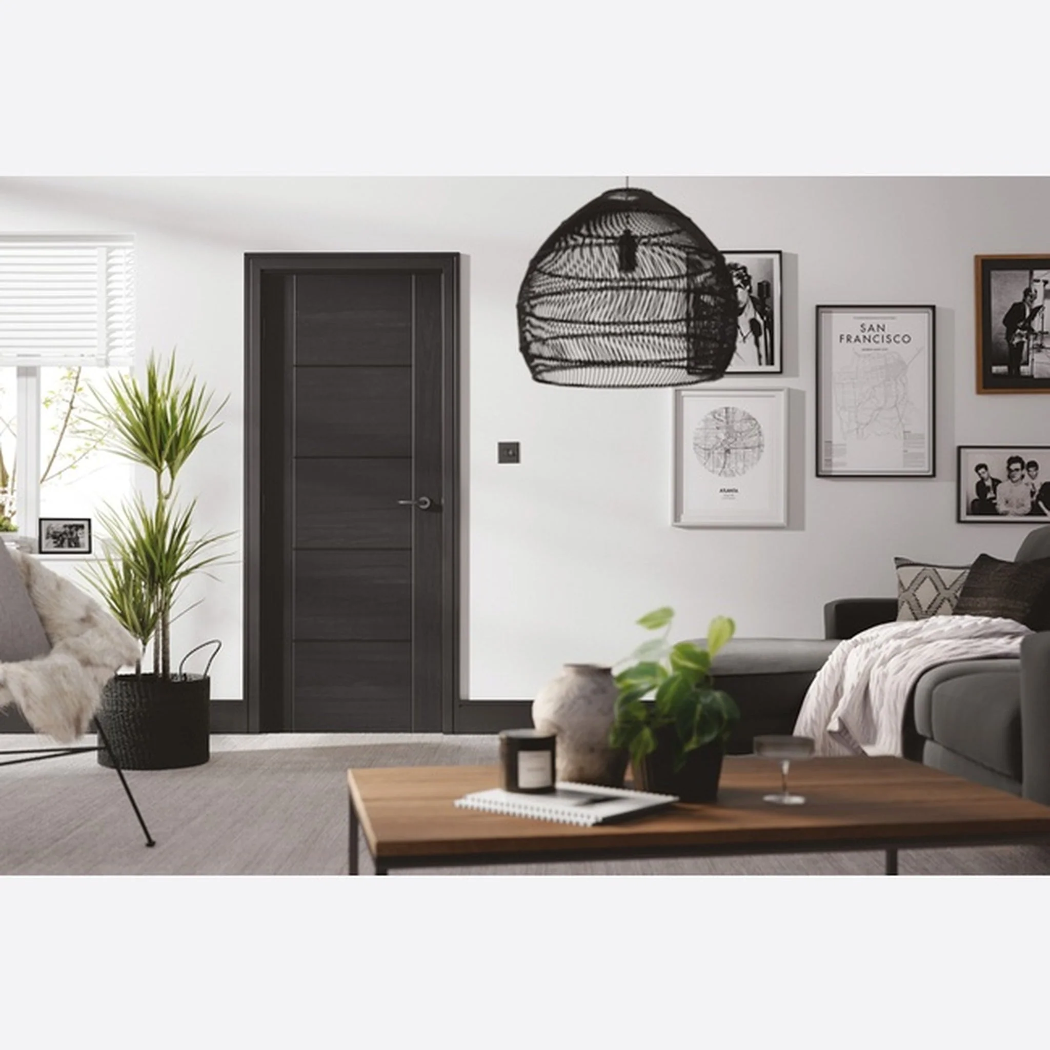 Vancouver Pre-Finished Charcoal Black Fire Door - Image 2