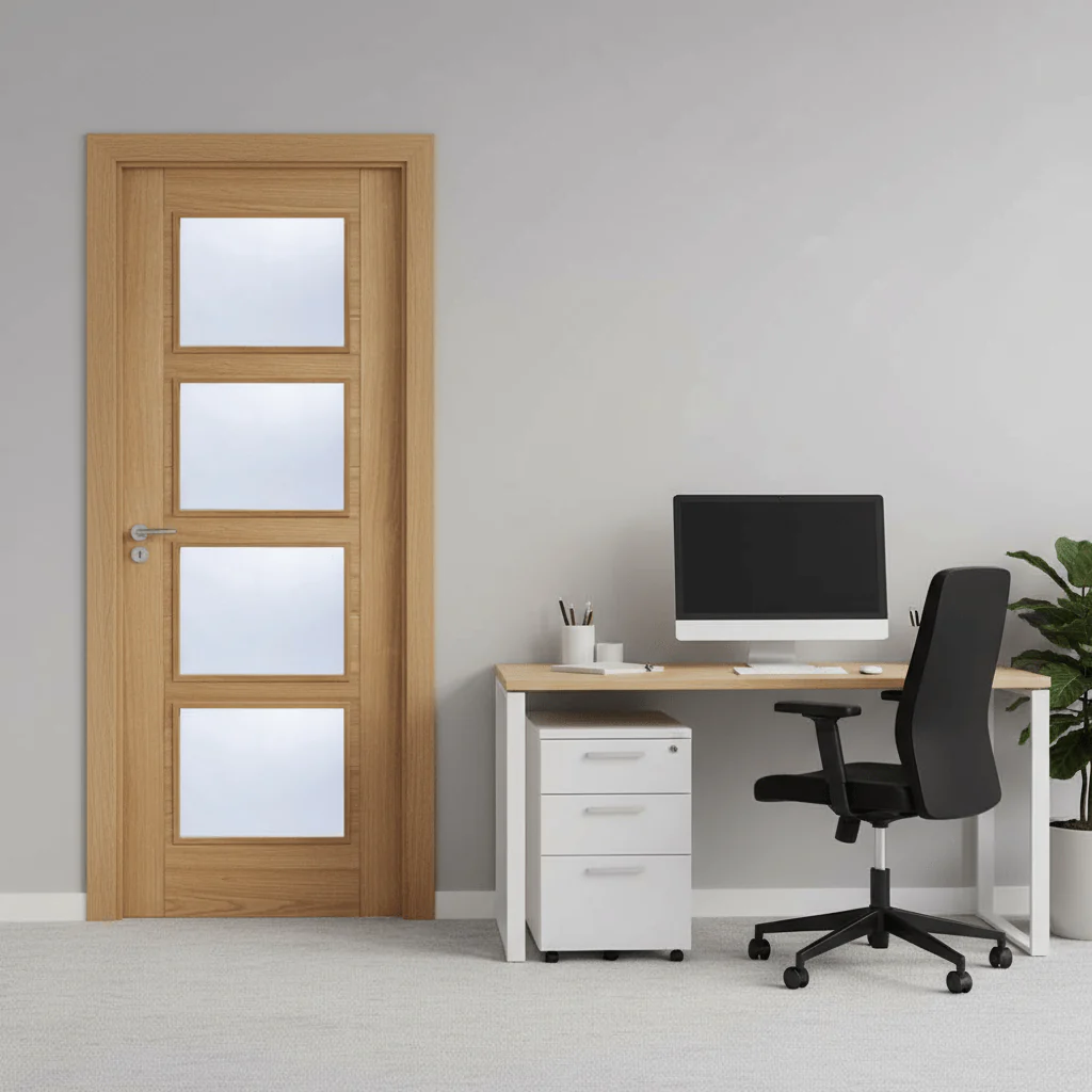 Vancouver Prefinished Oak 4L Glazed Internal Door - Image 2