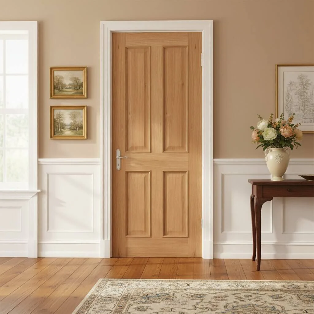 Victorian 4 Panel Raised Moulding Oak Door - Image 2
